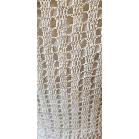 Kroshetta by Papillon Crochet Knit Dress Size M White Lace Open Weave Boho - Picture 9 of 12